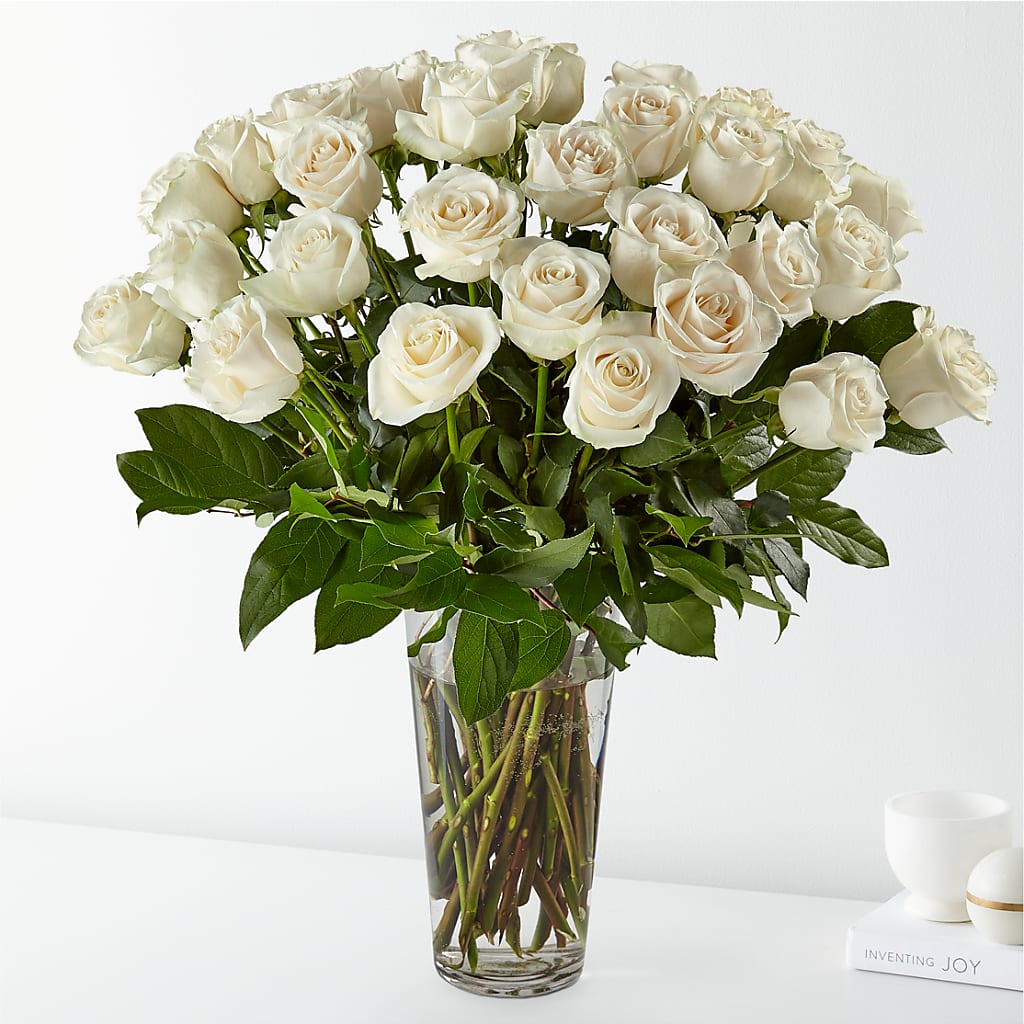 Long Stem White Rose Bouquet – La Petite Florist And Gifts, Brea CA