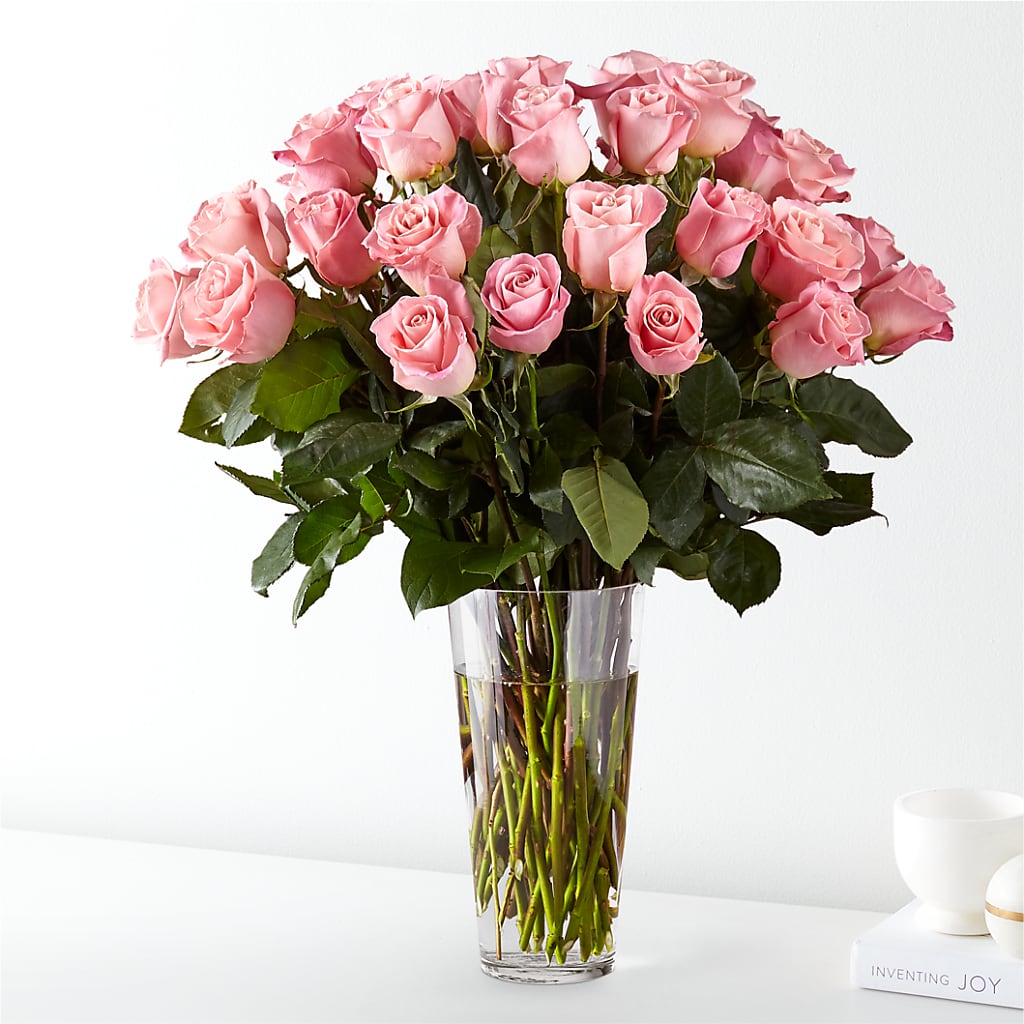 Long Stem Pink Rose Bouquet – La Petite Florist And Gifts, Brea CA