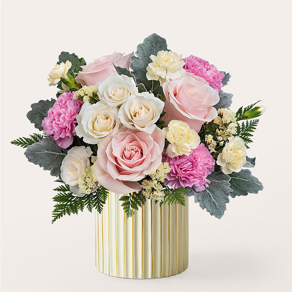 Blissful Moments Bouquet with Ivory Vase – La Petite Florist And Gifts, Brea CA