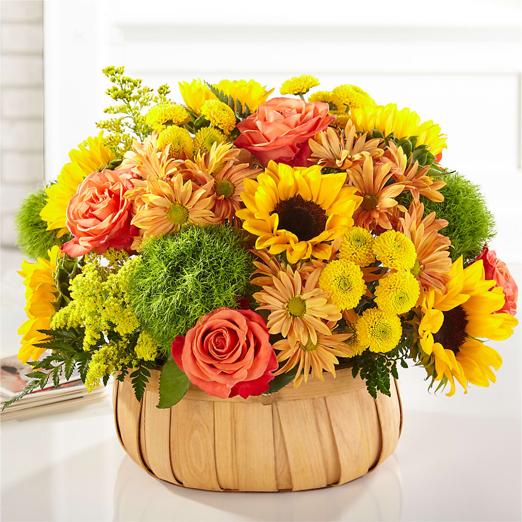 Harvest Sunflower Basket – La Petite Florist And Gifts, Brea CA