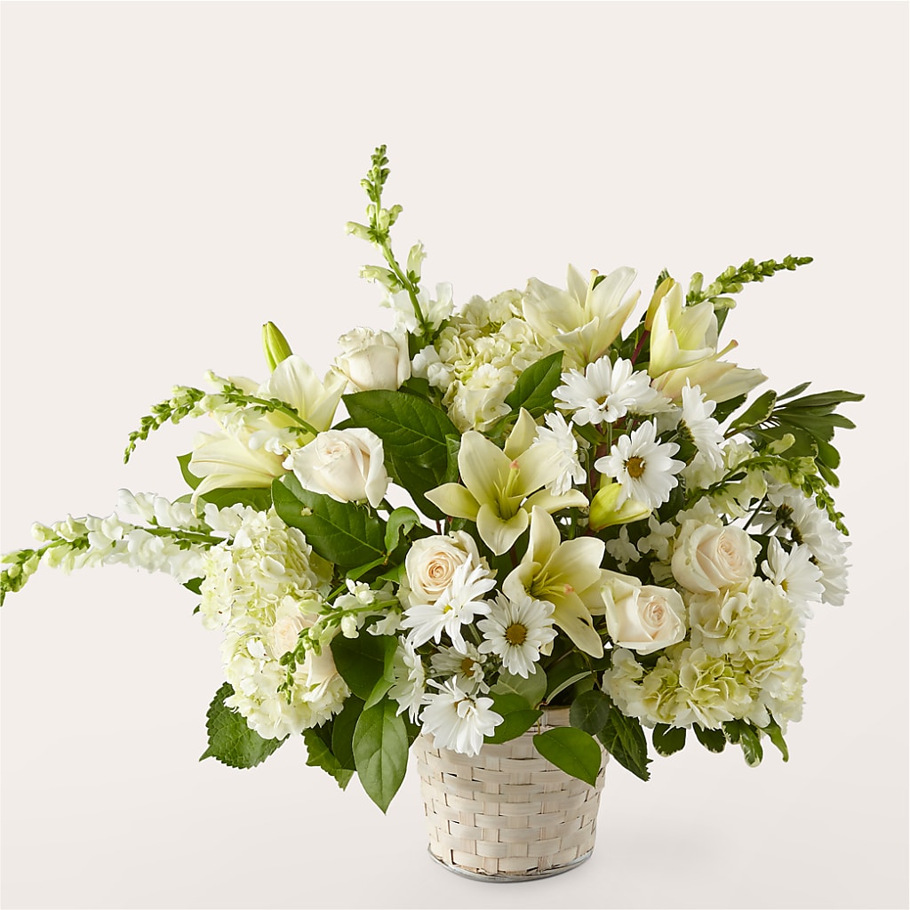 Ivory Elegance Floral Basket – La Petite Florist And Gifts, Brea CA