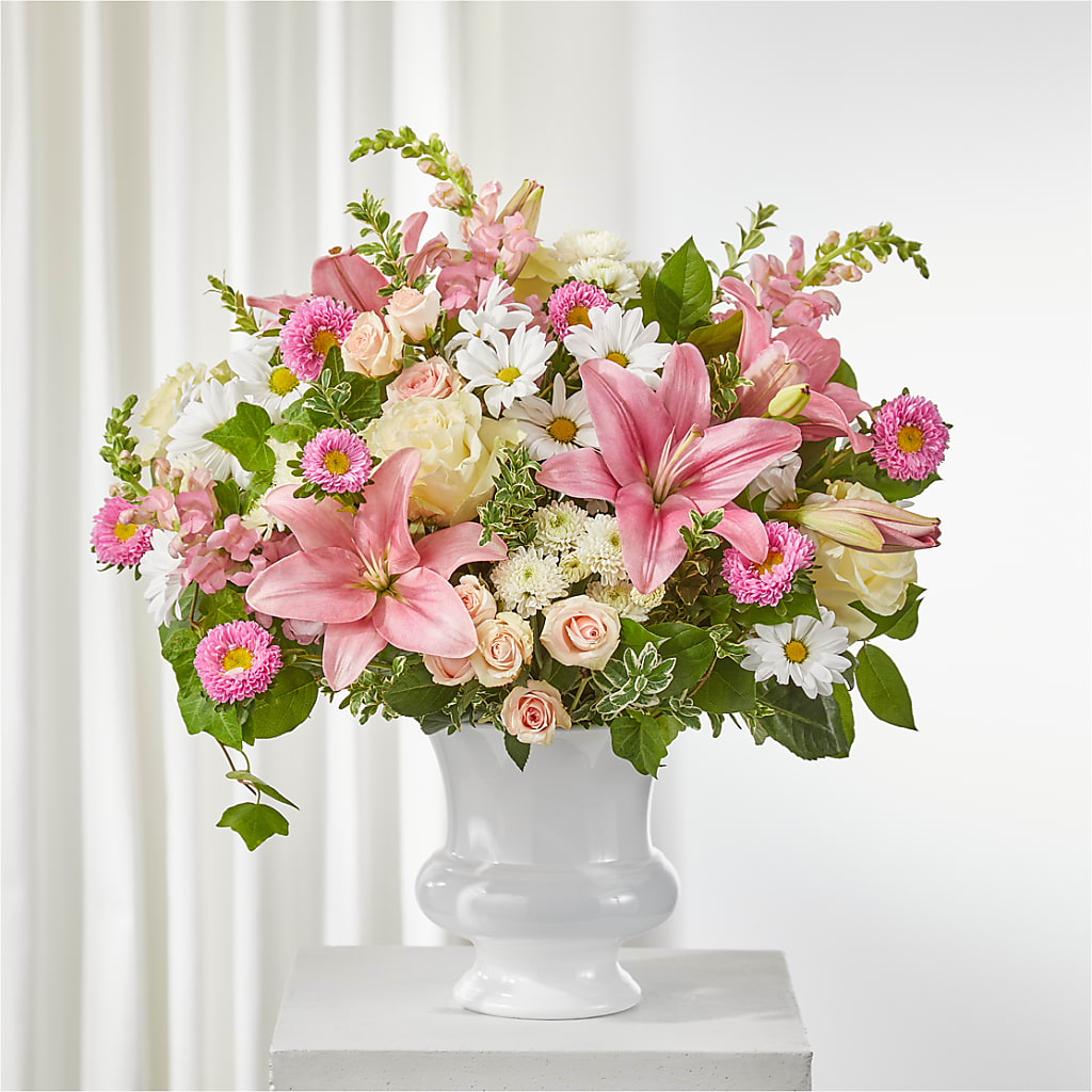 Empathetic Blooms Urn Arrangement – La Petite Florist And Gifts, Brea CA