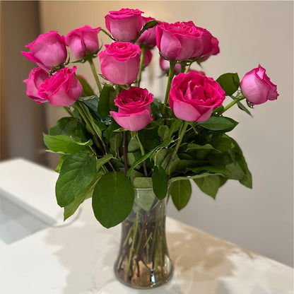 Long Stem Pink Rose Bouquet –  La Petite Florist And Gifts, Brea CA