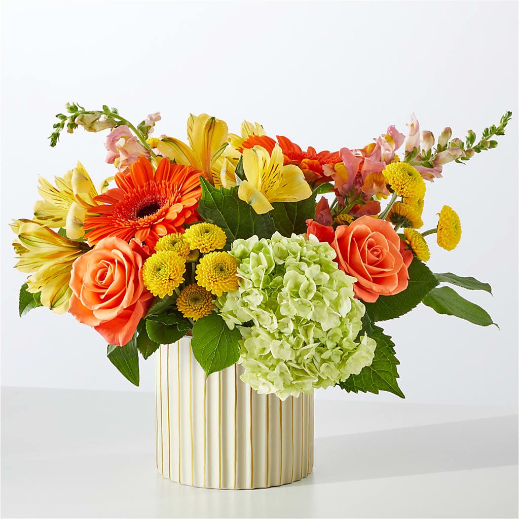 Autumn Sunshine Bouquet with Ivory Vase –  La Petite Florist And Gifts, Brea CA