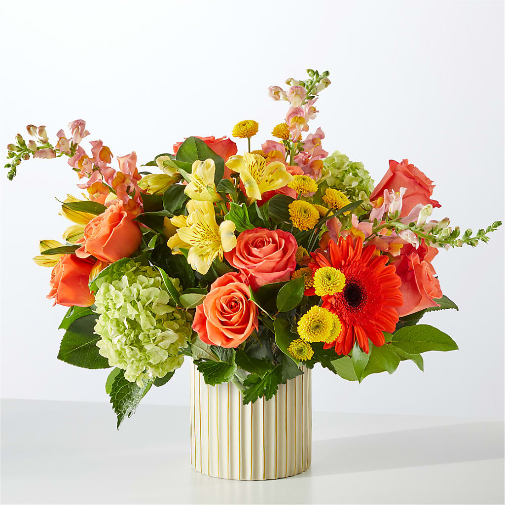 Autumn Sunshine Bouquet with Ivory Vase –  La Petite Florist And Gifts, Brea CA
