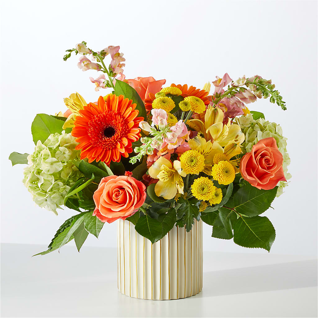 Autumn Sunshine Bouquet with Ivory Vase –  La Petite Florist And Gifts, Brea CA
