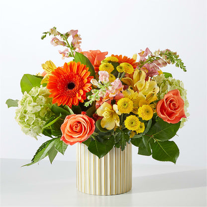 Autumn Sunshine Bouquet with Ivory Vase –  La Petite Florist And Gifts, Brea CA